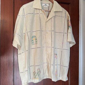 ZARA * EMBROIDERED OPENWORK SHIRT LIMITED EDITION * NWOT  Size Medium